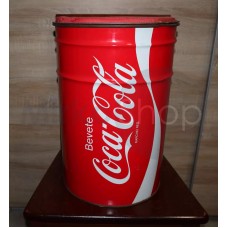 Coca Cola bidone sgabello  in latta vintage con cuscino  